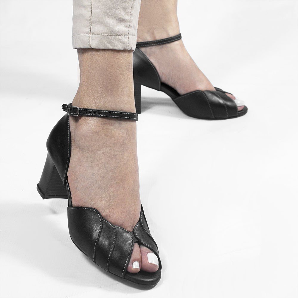 Sandália Zatta Retro Couro Ana Preto Preto 5