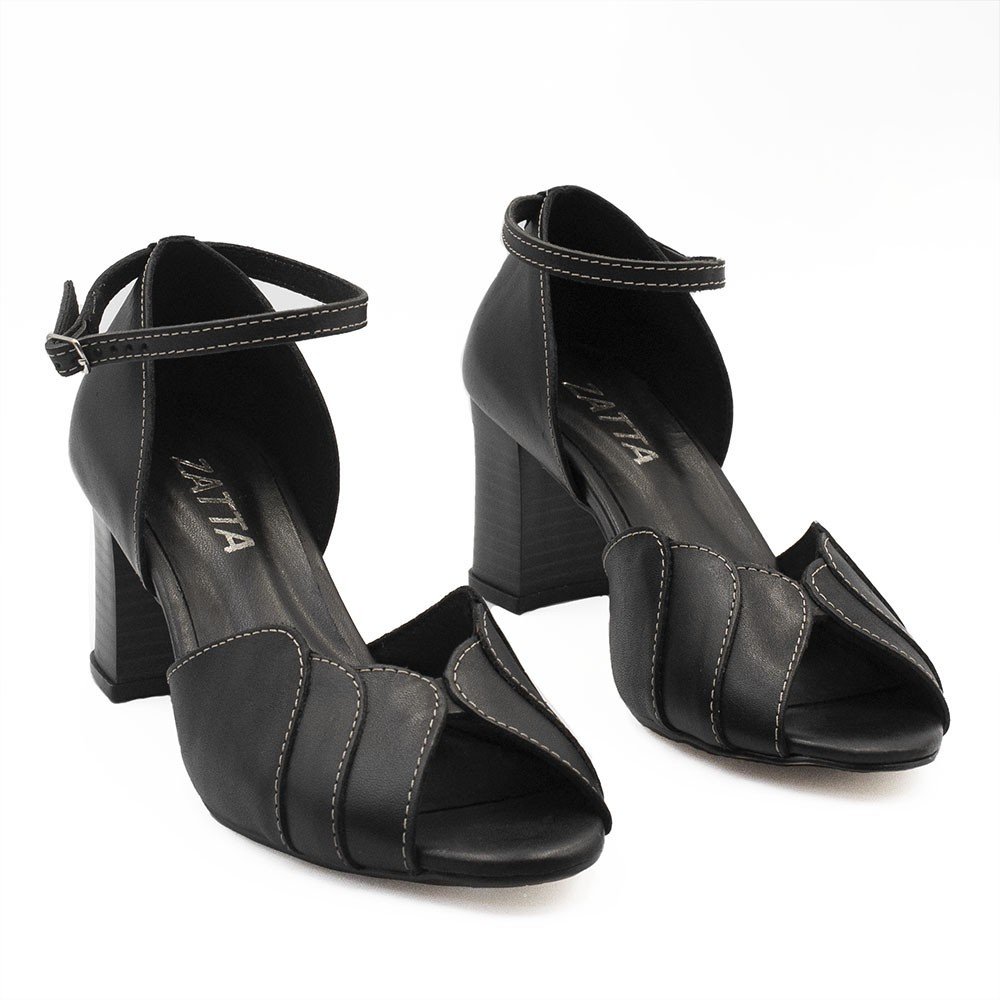 Sandália Zatta Retro Couro Ana Preto Preto 6