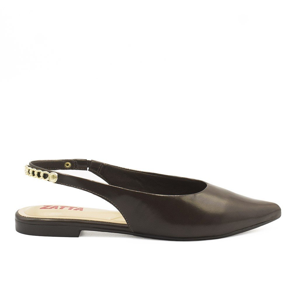 Sapatilha Zatta Slingback Bico Fino Dalila  Marrom Marrom 2