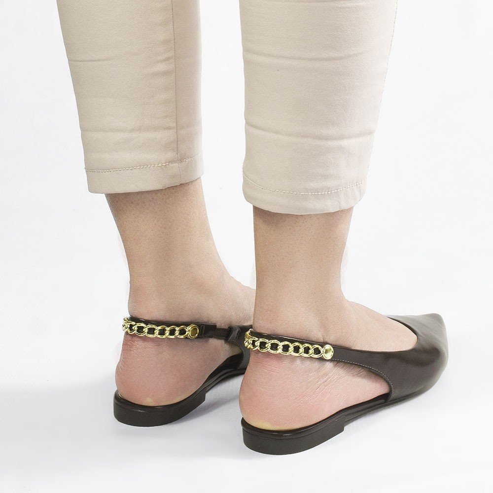 Sapatilha Zatta Slingback Bico Fino Dalila  Marrom Marrom 3