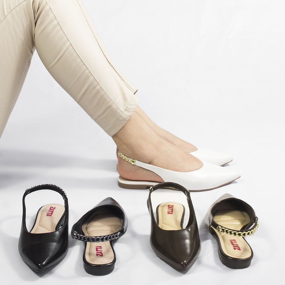 Sapatilha Zatta Slingback Bico Fino Dalila  Marrom Marrom 6