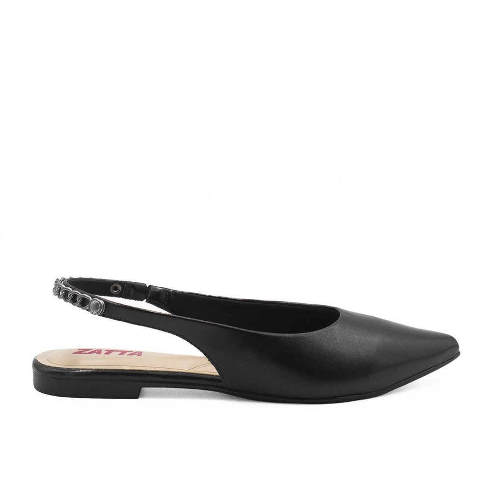 Sapatilha Zatta Slingback Bico Fino Dalila  Preto Preto 2