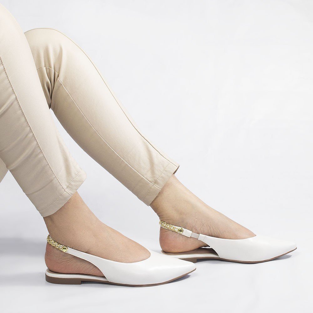 Sapatilha Zatta Slingback Bico Fino Dalila  Off White