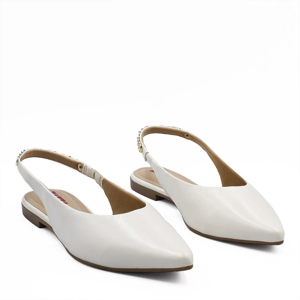 Sapatilha Zatta Slingback Bico Fino Dalila  Off White Branco 3
