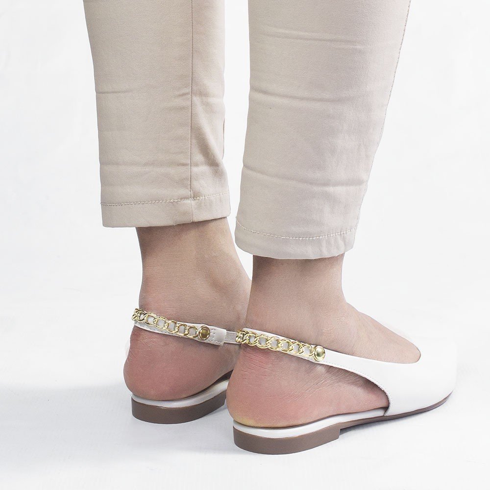Sapatilha Zatta Slingback Bico Fino Dalila  Off White Branco 4