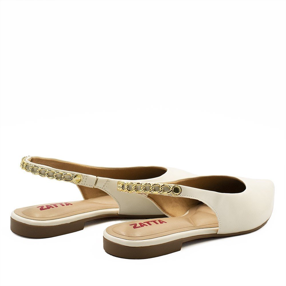 Sapatilha Zatta Slingback Bico Fino Dalila  Off White Branco 5