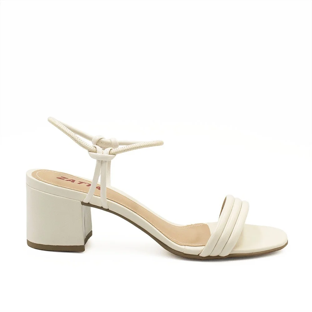 Sandália Salto Bloco Ines Off White Branco 2