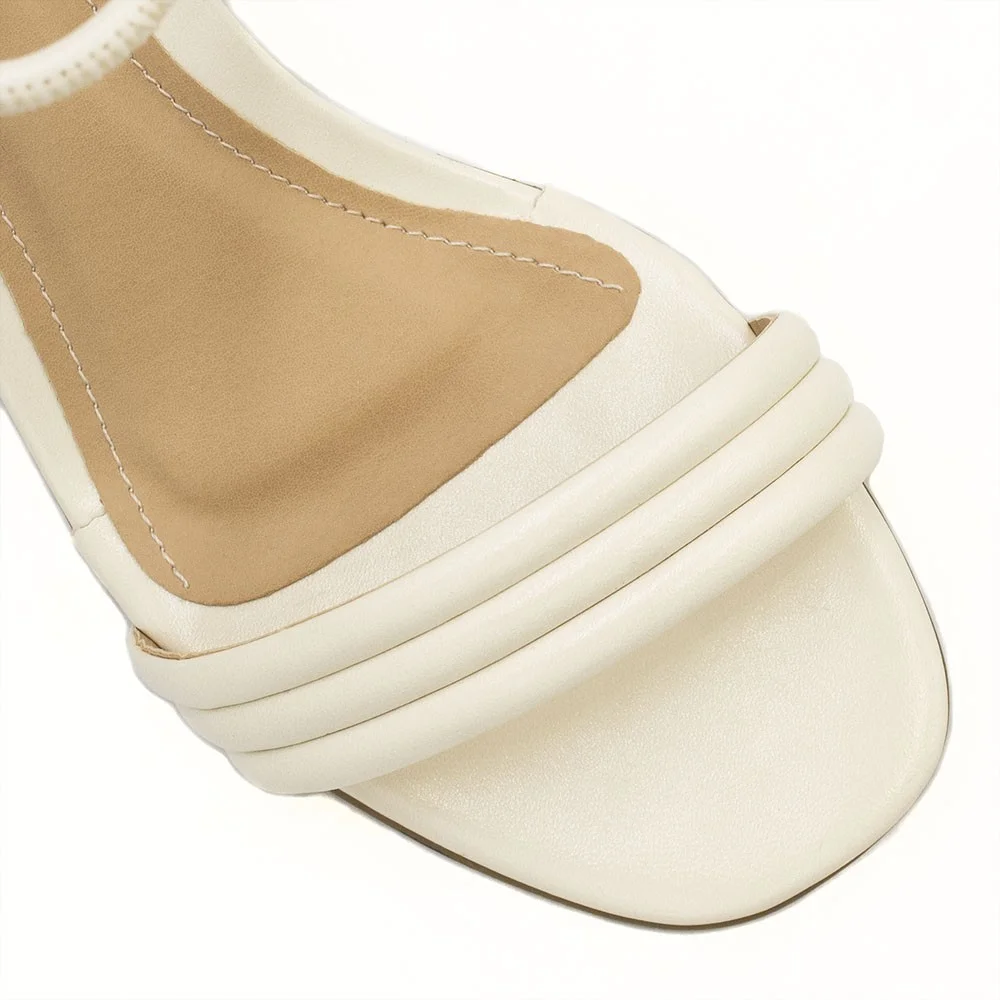 Sandália Salto Bloco Ines Off White Branco 4