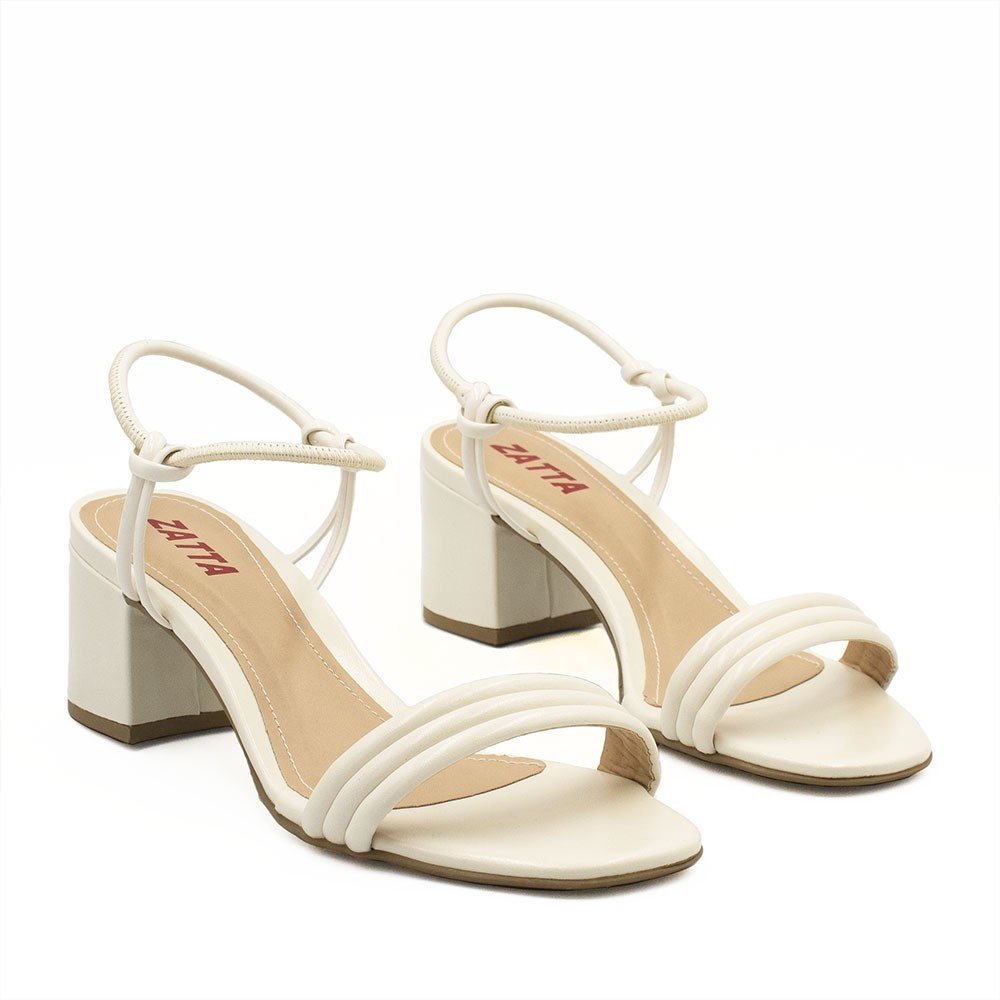 Sandália Salto Bloco Ines Off White Branco 5