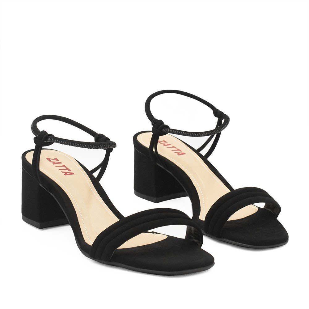 Sandália Salto Bloco Ines Preto Nobuck Preto 5