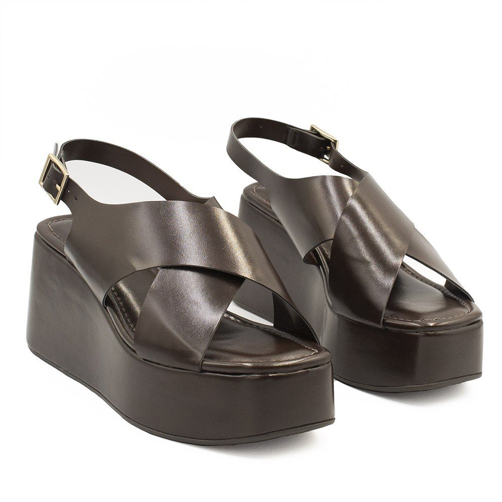 Sandália Anabela Ilana Marrom Marrom 5