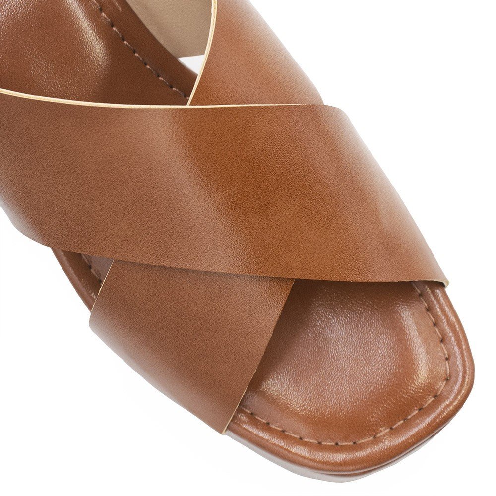 Sandália Anabela Ilana Caramelo Marrom 4