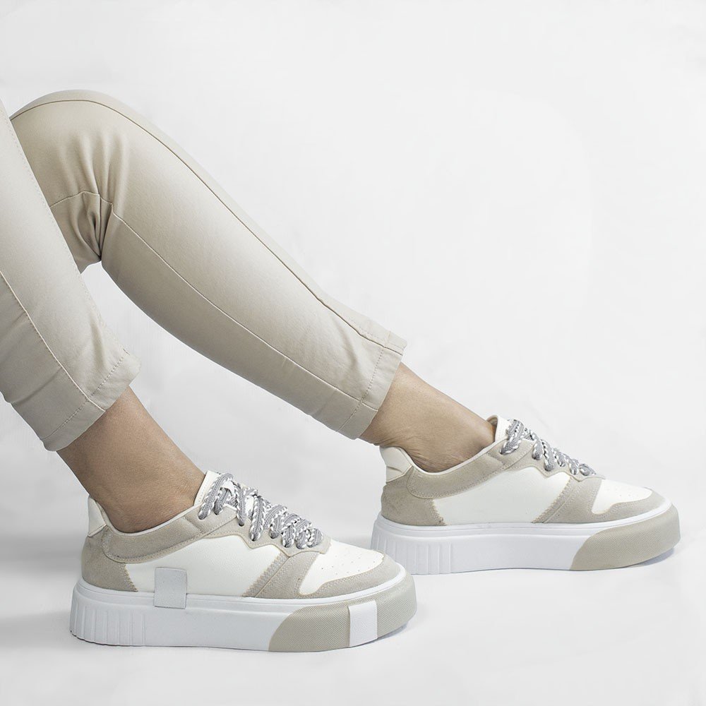 Tênis Zatta Feminino Flatform Mavie Branco Branco/Bege 5