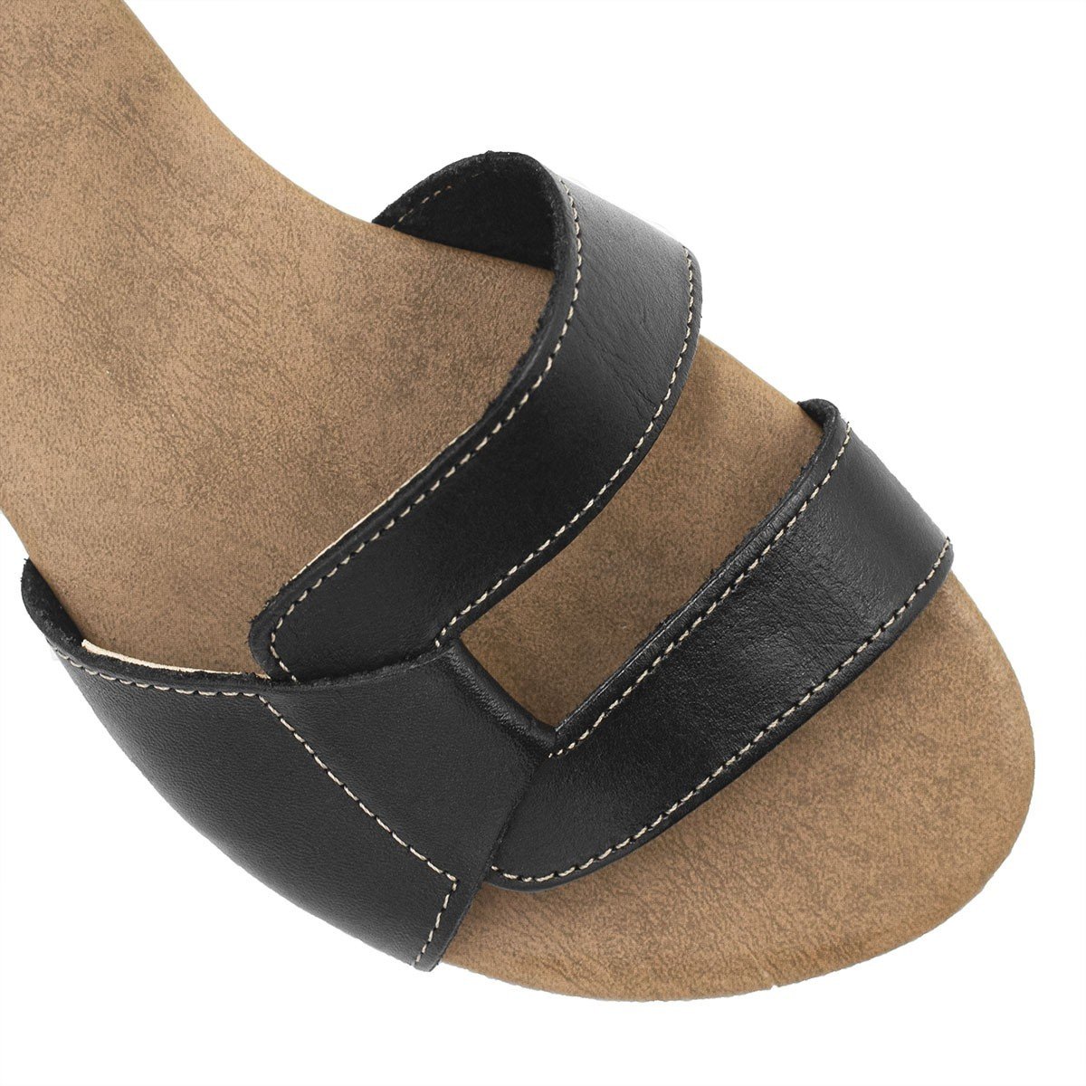 Sandália Zatta Rasteira Flat Couro Mercedes Preta Preto 5