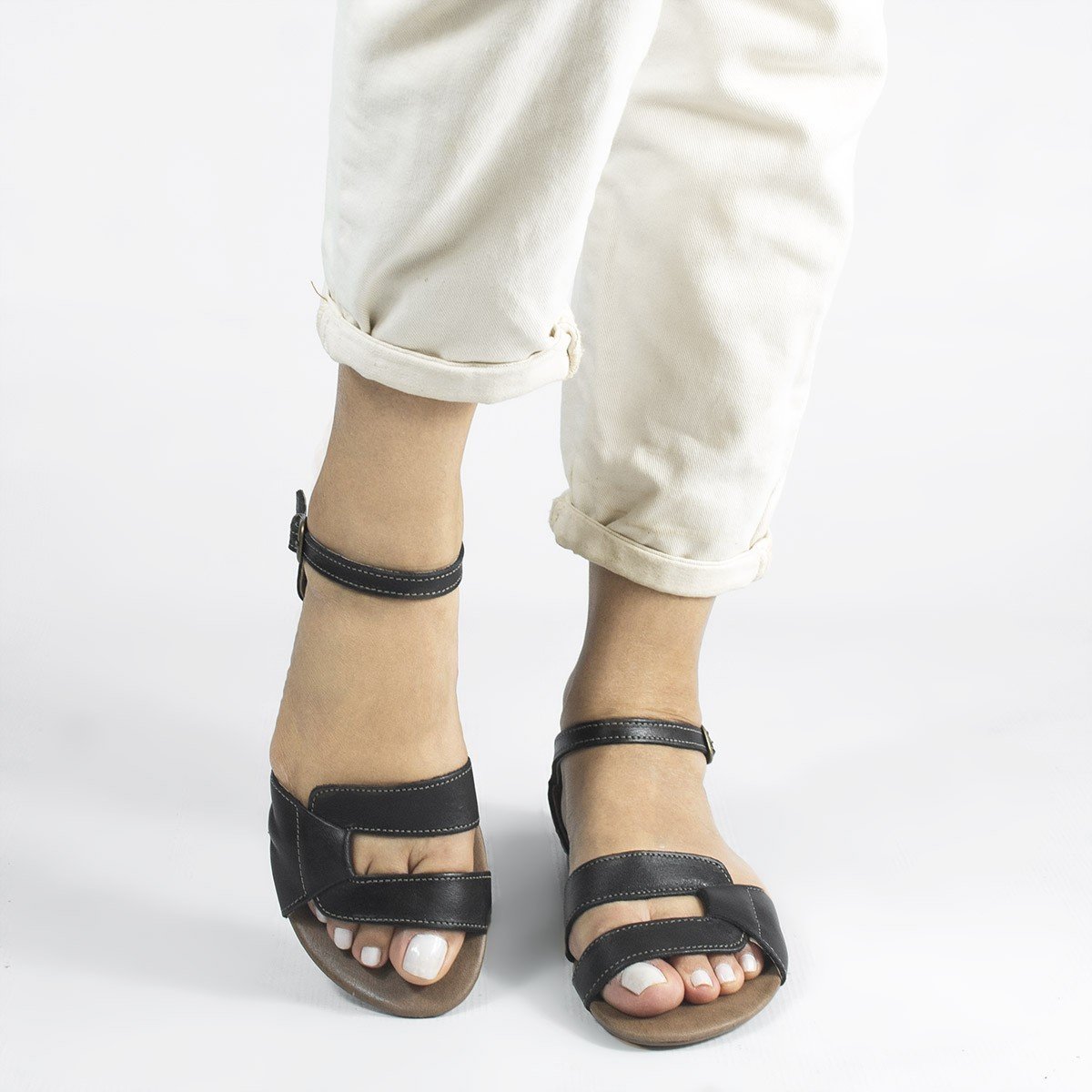 Sandália Zatta Rasteira Flat Couro Mercedes Preta Preto 7