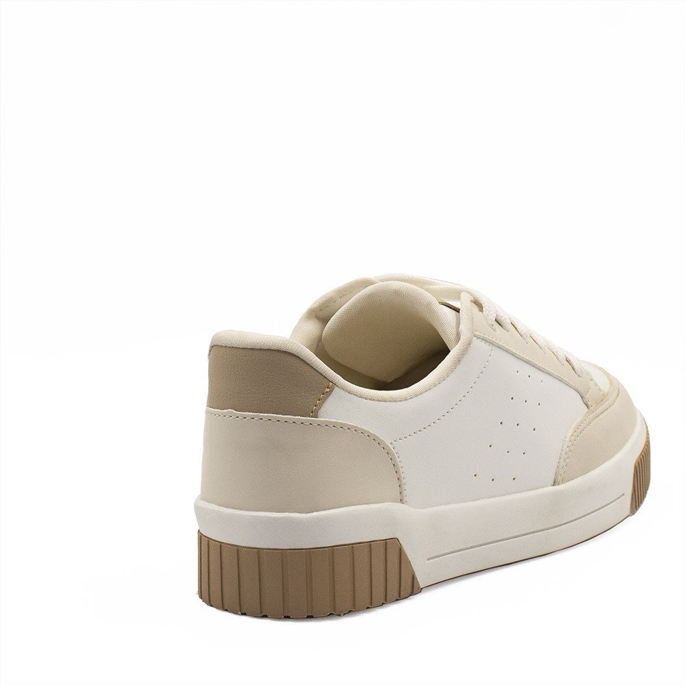 Tênis Zatta Casual Cadarço Bicolor Lamys Branco Branco/Bege 3