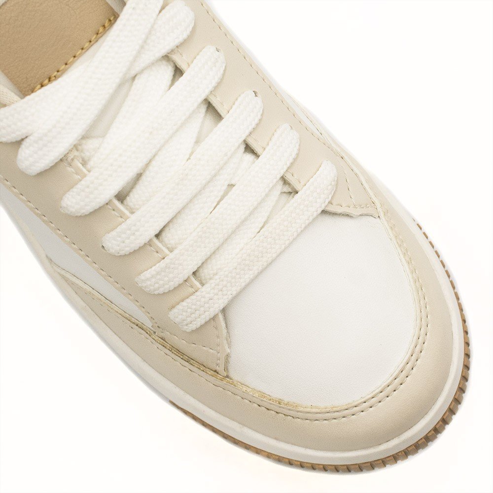 Tênis Zatta Casual Cadarço Bicolor Lamys Branco Branco/Bege 10