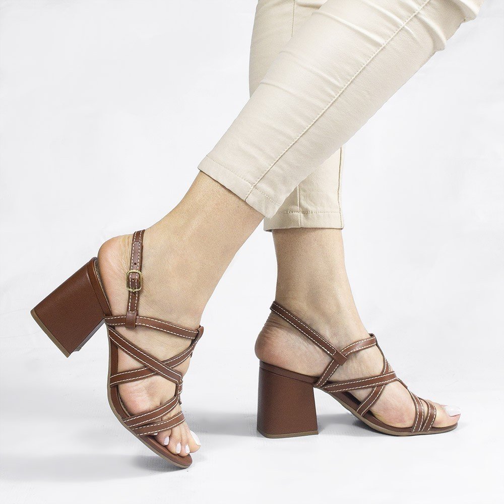 Sandália Zatta Salto Bloco Estela Marrom Marrom 2