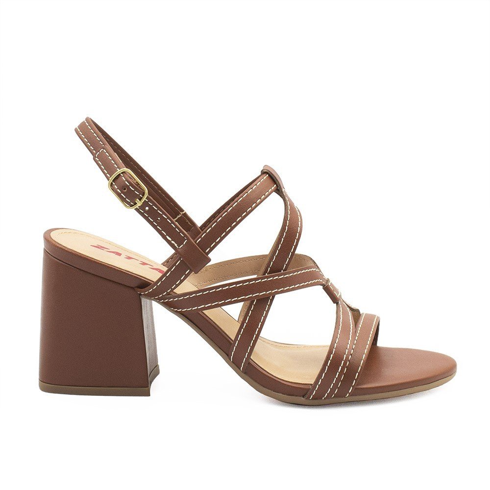 Sandália Zatta Salto Bloco Estela Marrom Marrom 4