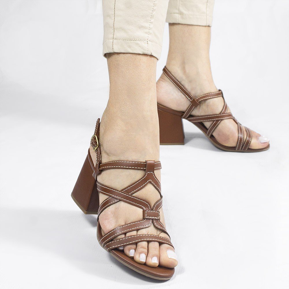 Sandália Zatta Salto Bloco Estela Marrom Marrom 6