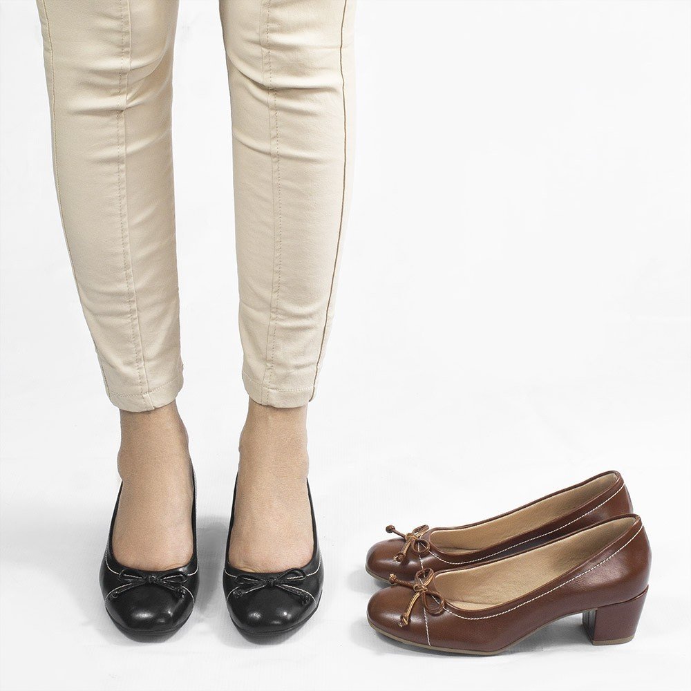 Sapato Zatta Retrô Salto Bloco Laço Rosa Caramelo Marrom 10