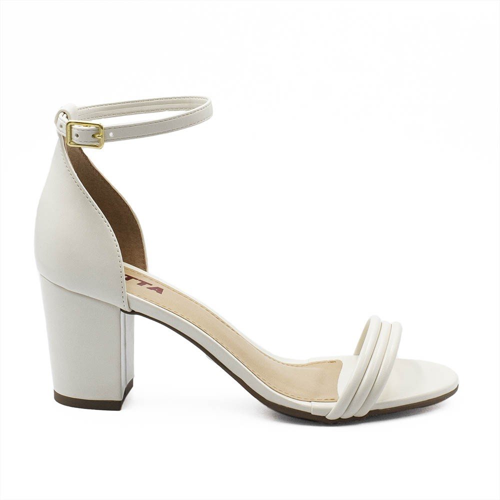 Sandália Salto Bloco Cindy Off White Branco 3