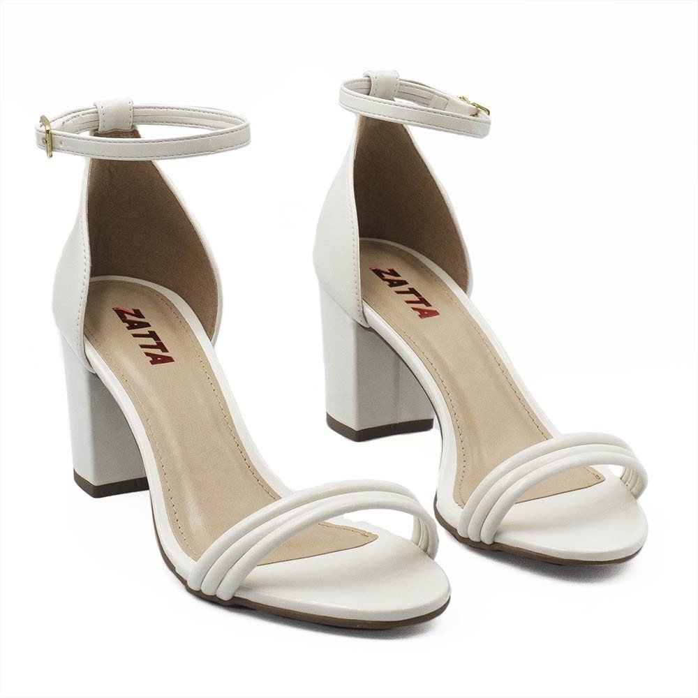 Sandália Salto Bloco Cindy Off White Branco 6