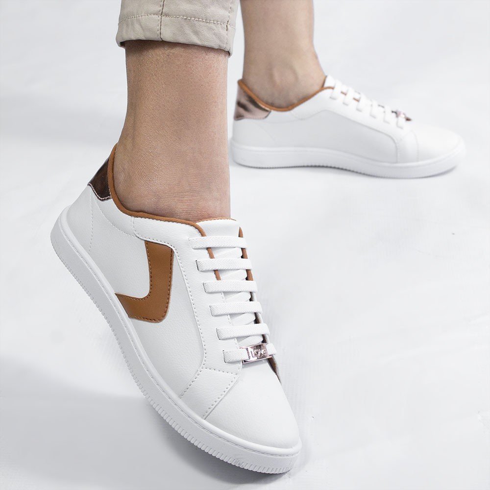 Tênis  Zatta Casual Bicolor July Branco Branco/Marrom 3
