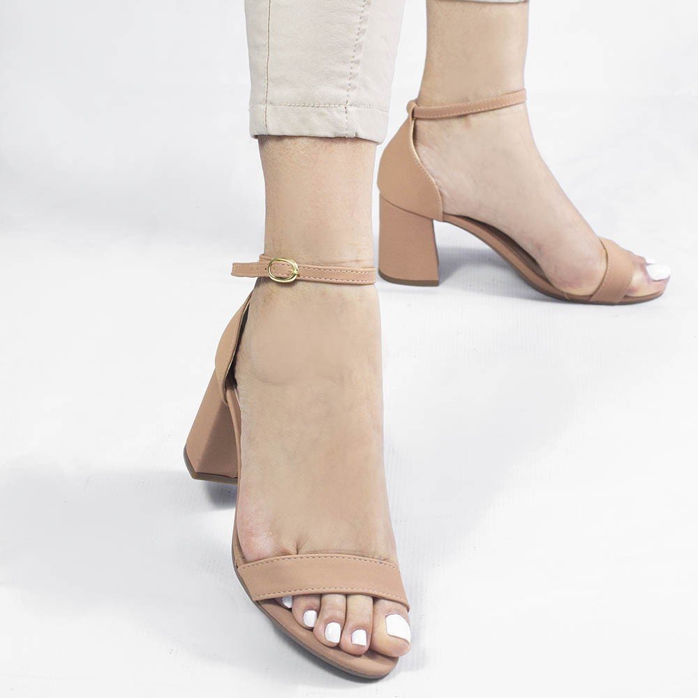 Sandália Zatta Salto Bloco Médio Suzana Nude Nude 7