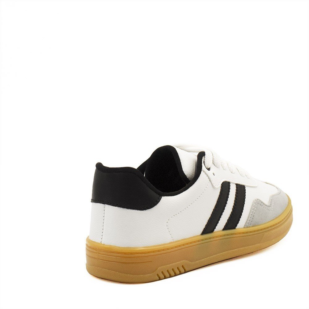 Tenis Zatta Duas Listras Jaqueline Branco Branco/Preto/Cinza 2