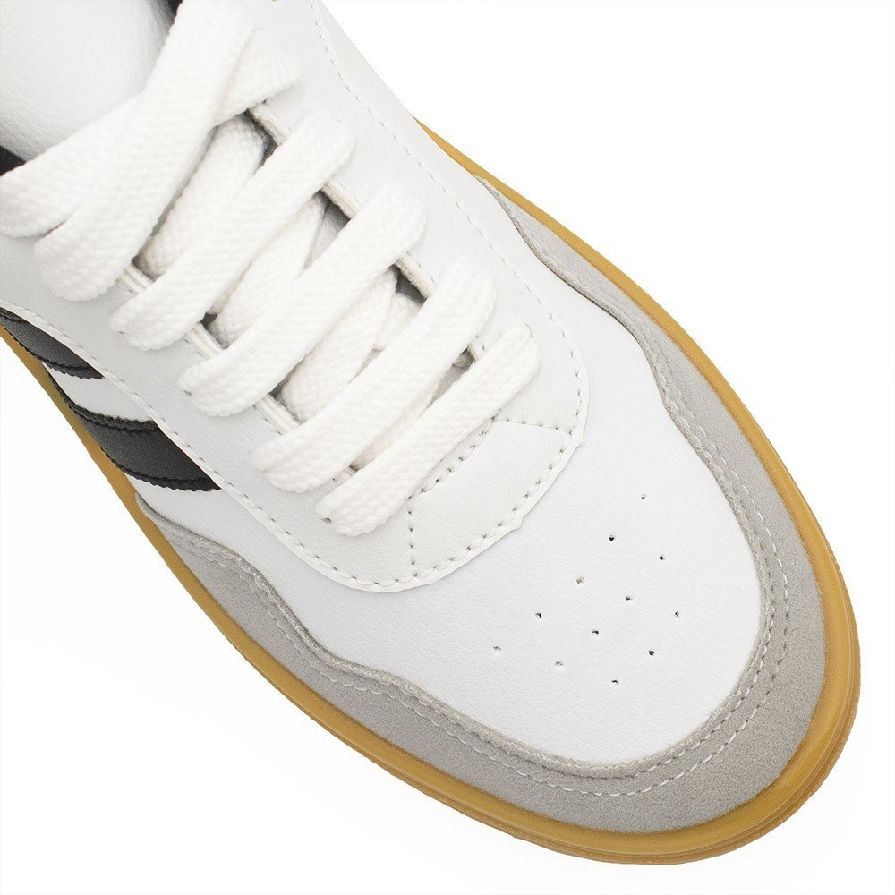 Tenis Zatta Duas Listras Jaqueline Branco Branco/Preto/Cinza 3