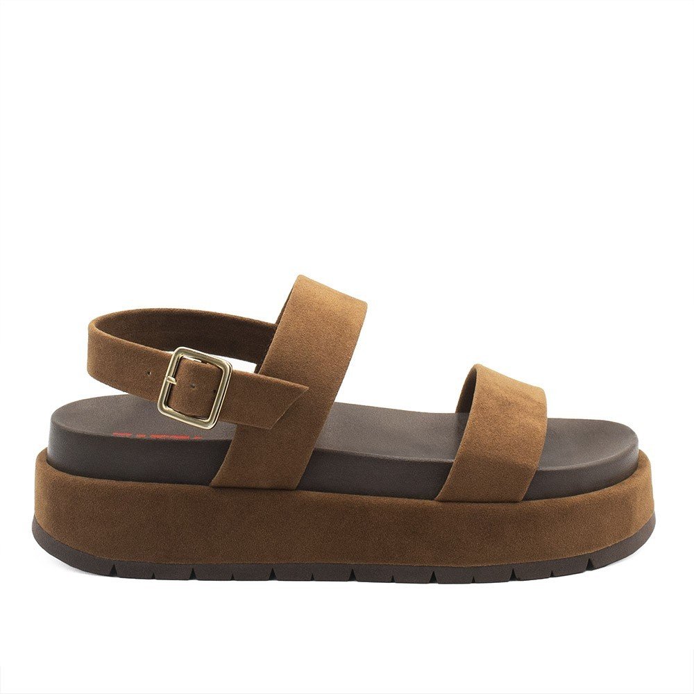 Papete Zatta  Flat Tiras Camurça Isa Caramelo