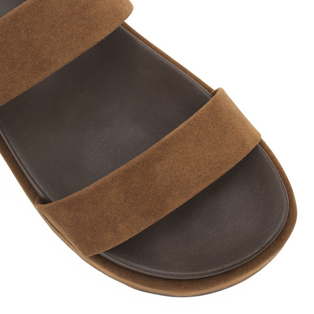 Papete Zatta  Flat Tiras Camurça Isa Caramelo Marrom 7