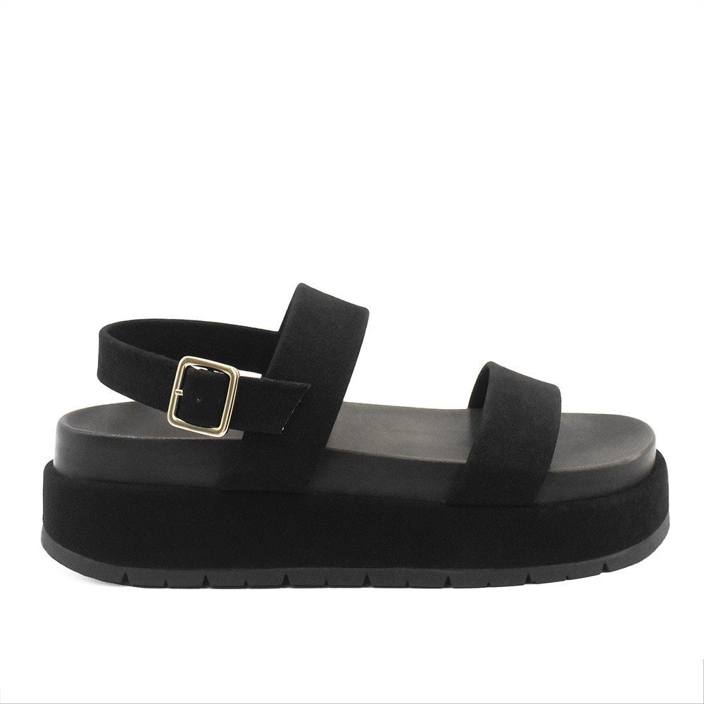 Papete Zatta  Flat Tiras Camurça Isa Preto Preto 2