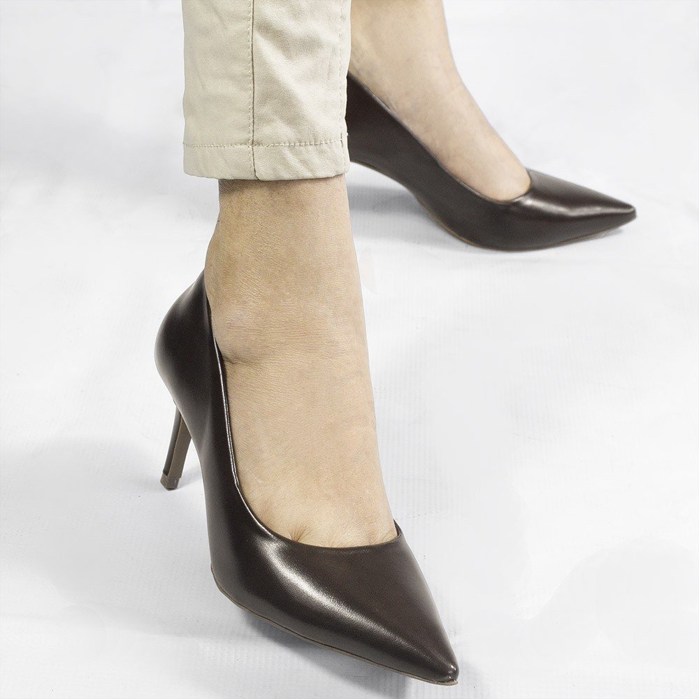 Scarpin Salto Baixo Bico Fino Lolita Preto Croco Preto 2