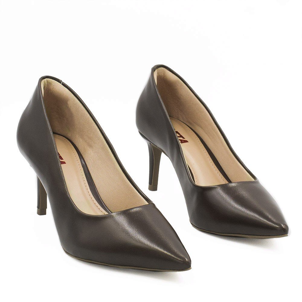 Scarpin Salto Baixo Bico Fino Lolita Preto Croco Preto 3