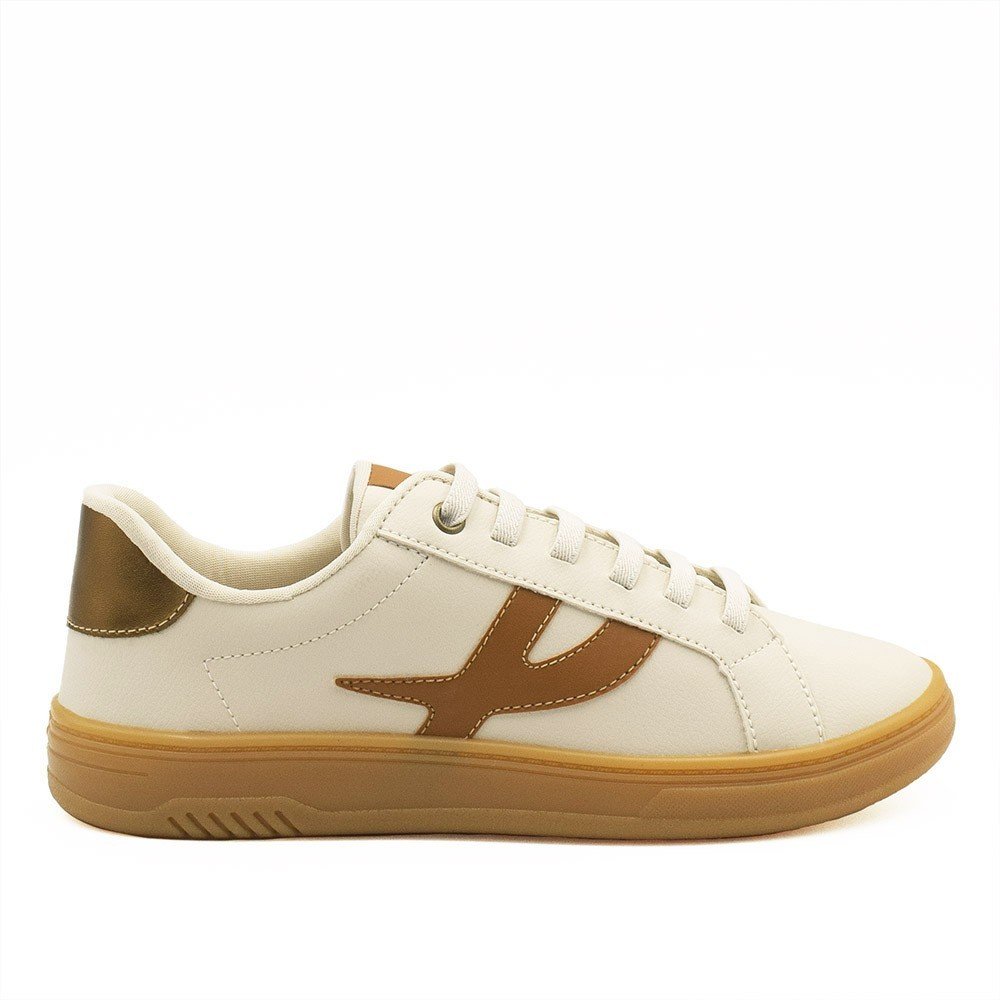 Tênis Zatta Casual Cadarço Julieta Creme Bege/Marrom 2