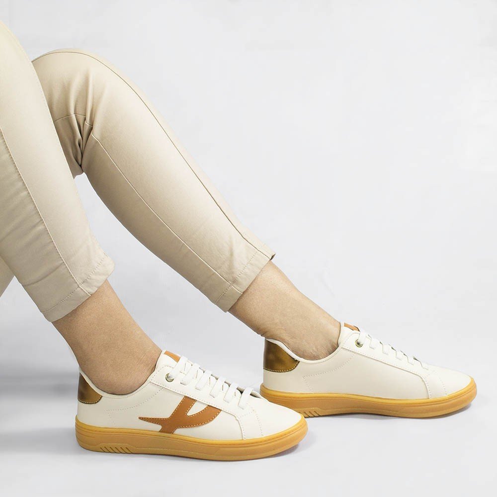 Tênis Zatta Casual Cadarço Julieta Creme Bege/Marrom 4