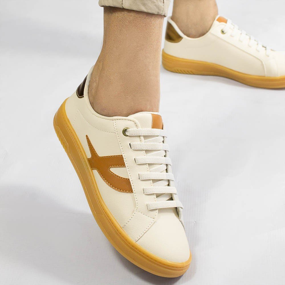 Tênis Zatta Casual Cadarço Julieta Creme Bege/Marrom 5