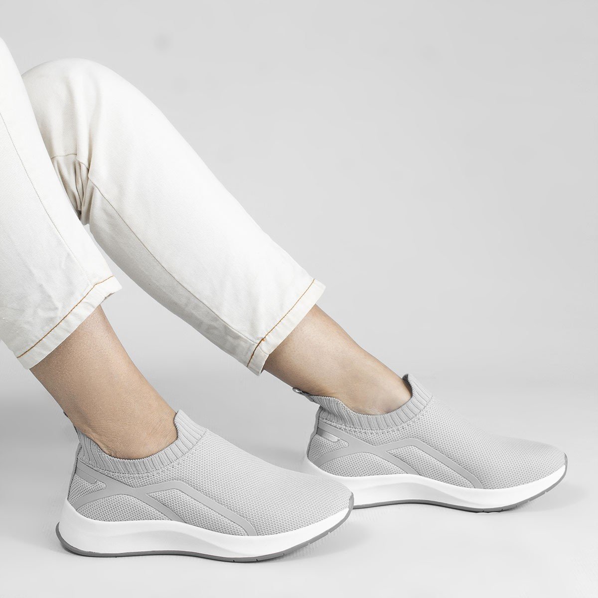 Tênis Zatta Knite Liso Liz  Cinza