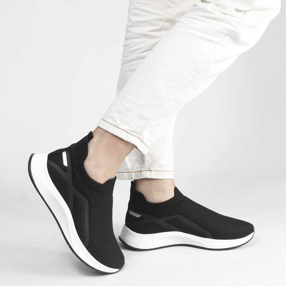 Tênis Zatta Knite Liso Liz  Preto Preto 3