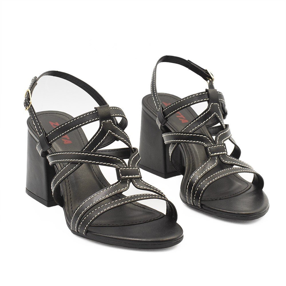 Sandália Salto Bloco Estela Preta Preto 5