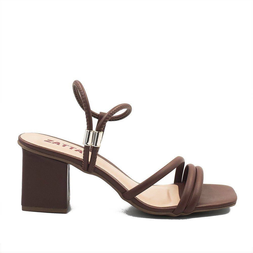 Sandália Salto Sextavado Bloco Margarida Marrom Marrom 2