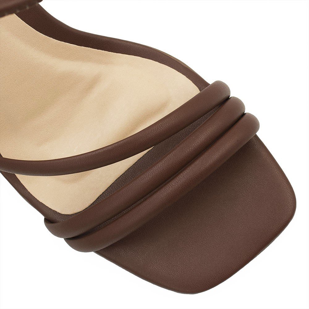 Sandália Salto Sextavado Bloco Margarida Marrom Marrom 4