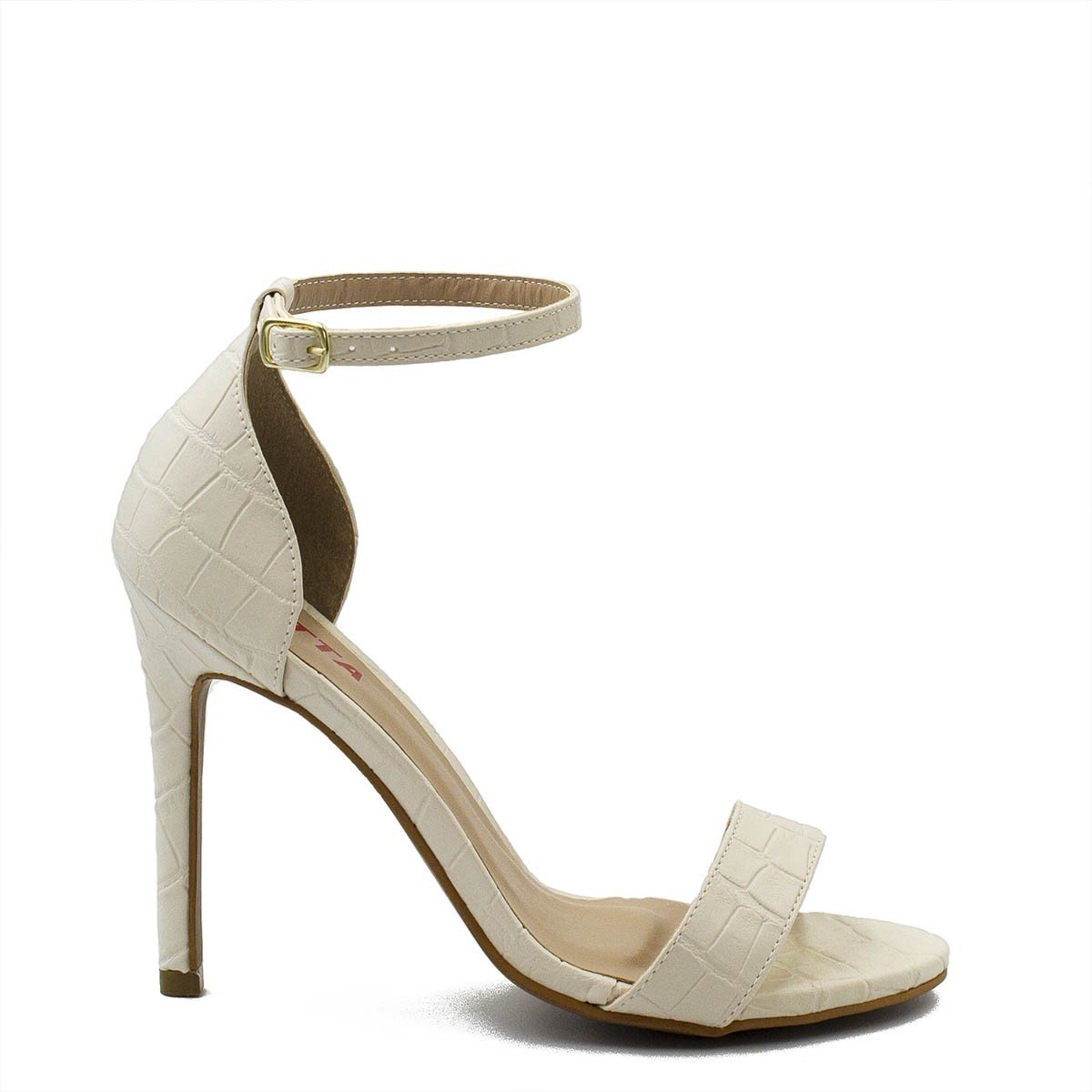 Sandália Zatta Salto Fino Maya Croco Off White Branco 4