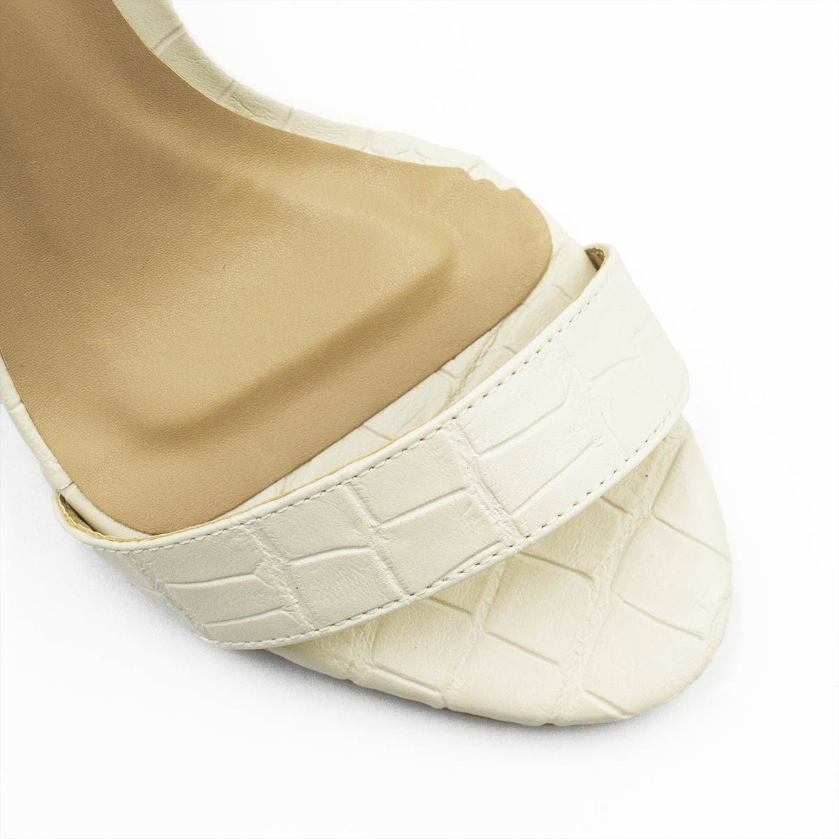 Sandália Zatta Salto Fino Maya Croco Off White Branco 10