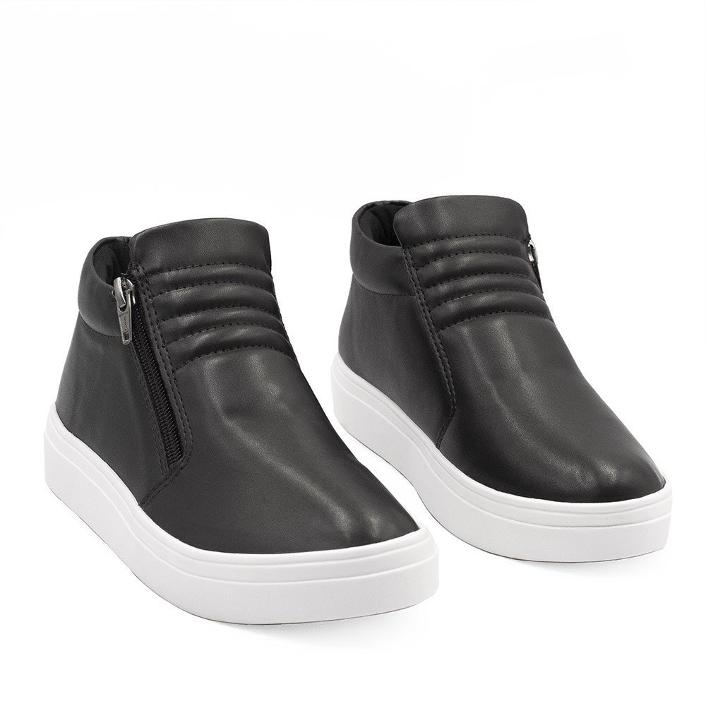 Tênis Boot Feminino com Zíper Lateral Pathy Preto Preto 3