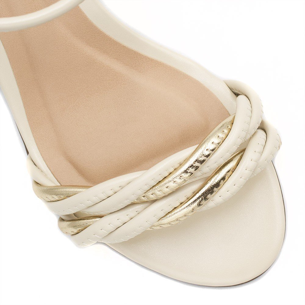 Sandália Zatta Salto Bloco Médio Trançada Paloma Off White Branco 8