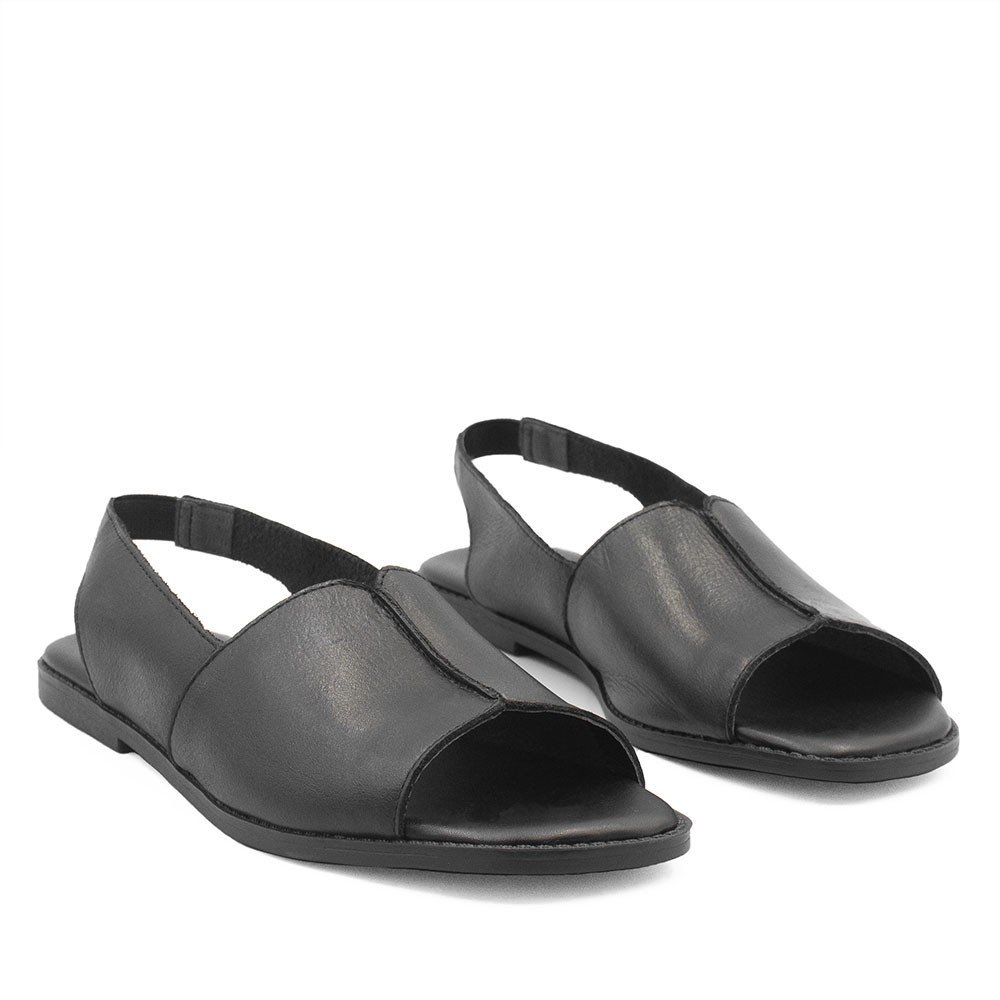 Sandália Rasteira Bx Couro Fechada Francisca Couro Preto Preto 2