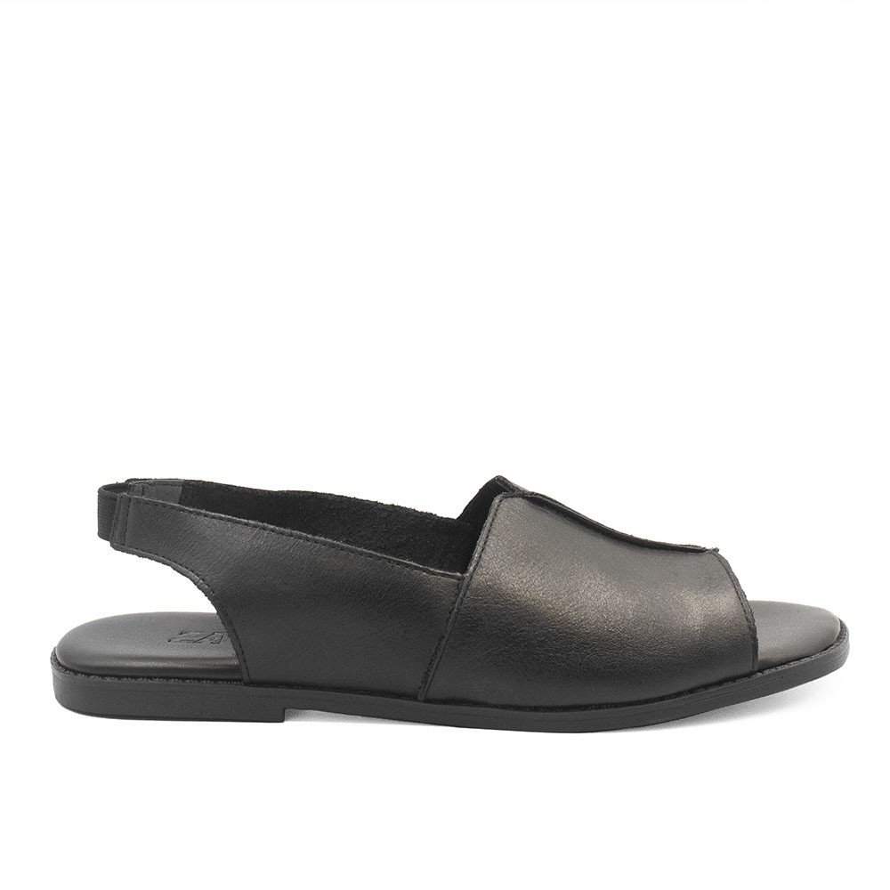 Sandália Rasteira Bx Couro Fechada Francisca Couro Preto Preto 3